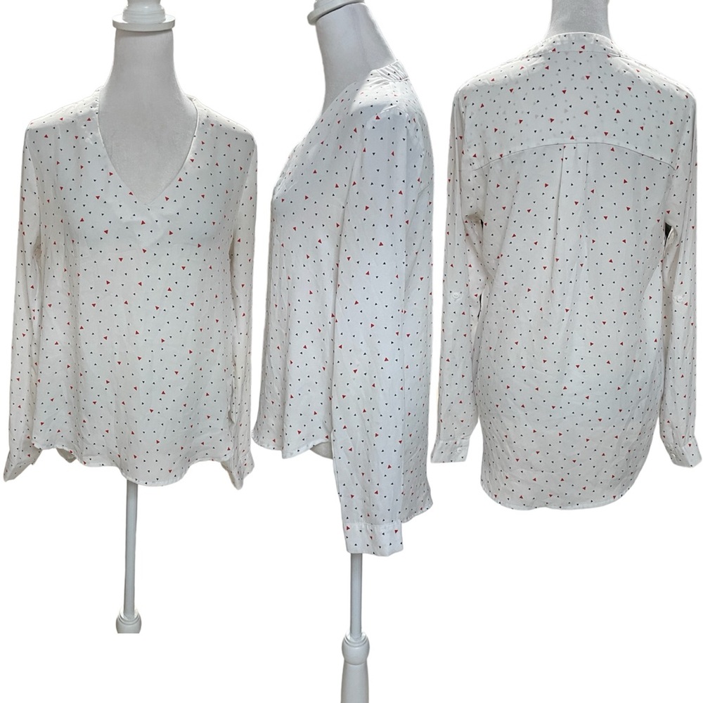 Active USA White with Red & Blue Triangles Long Sleeve or Button Up 3/4 Sleeve S